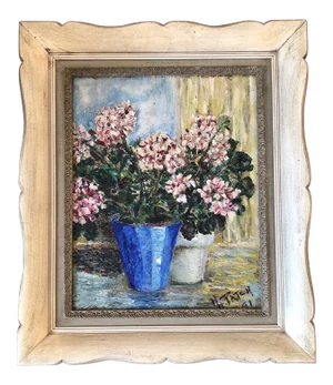 Original Vintage Modernist Still Life Floral 1040’s Painting
