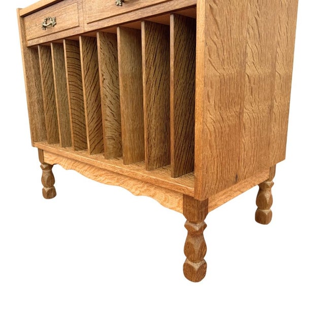 Henning Kjaernulf Mid 20th Century Danish Brutalist Record Cabinet by Henning Kjærnulf, Attributed, A Pair For Sale - Image 4 of 8