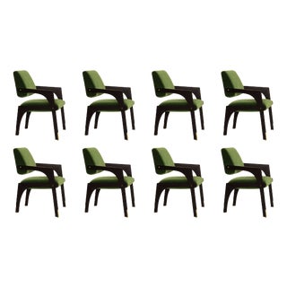 Arches Dining Chairs in Green Cotton Velvet by Insidherland, Set of 8 For Sale