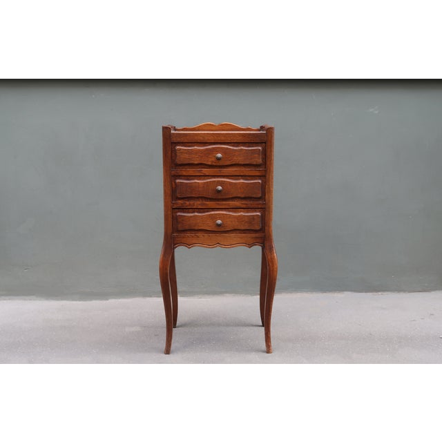French Antique Oak Nightstand For Sale - Image 9 of 9