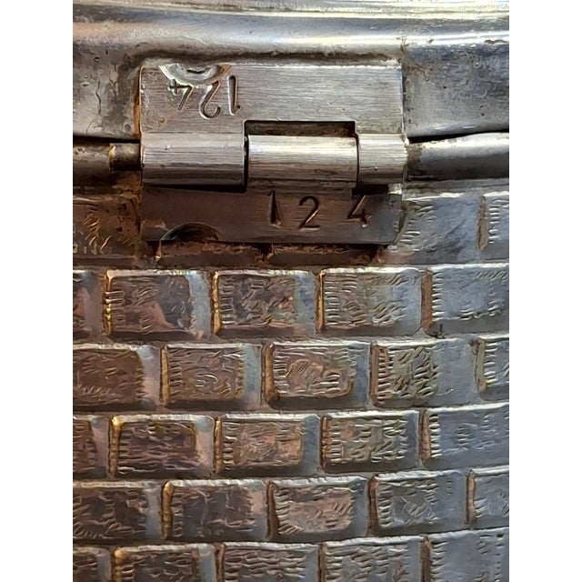 Vintage Silver Plated Etrog Box Brick Basketweave Sukkot Judaica Hebrew Inscribed 124 Mark For Sale - Image 12 of 18