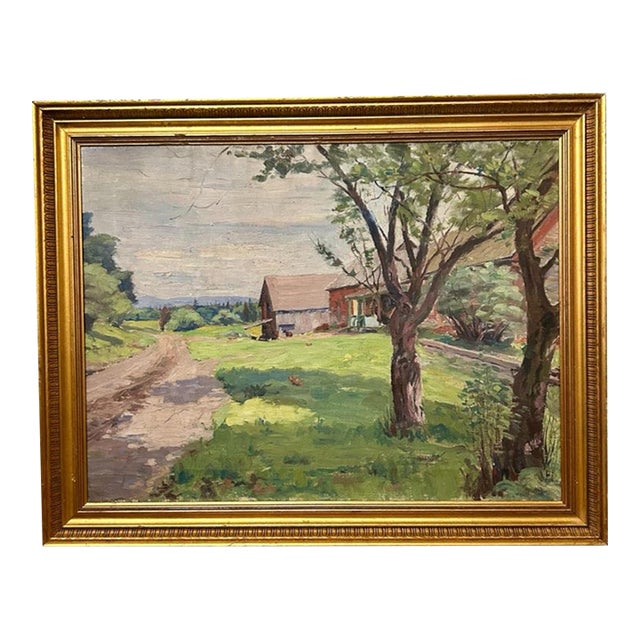 Vintage Impressionist Landscape Painting For Sale