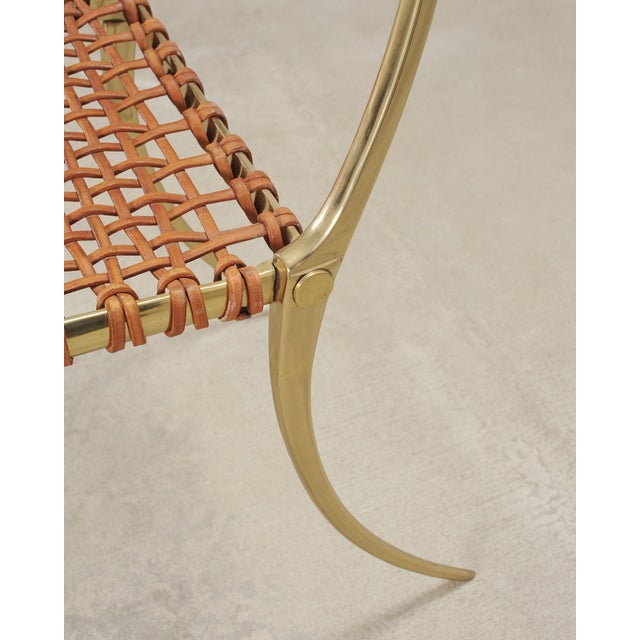Pair of Brass Leather Strap Klismos Chairs by Sylvan S. F. For Sale - Image 16 of 18