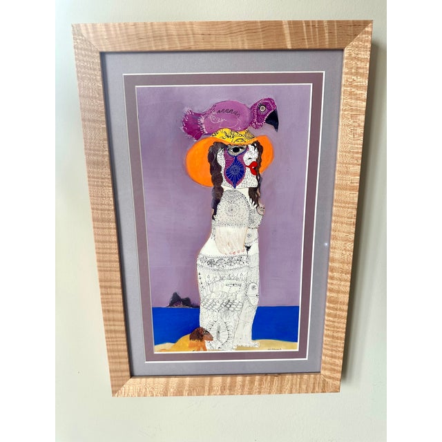 Paint Peter Buch Attributed 1974 Formentera Original Mixed Media Figurative Art For Sale - Image 7 of 16