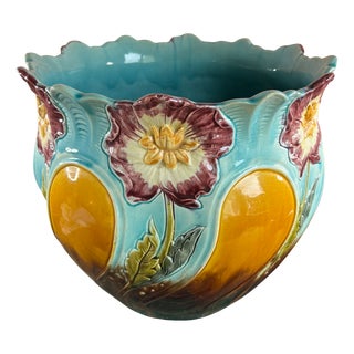 Large Art Nouveau Slip Planter from Onnaing, France, 1920s For Sale