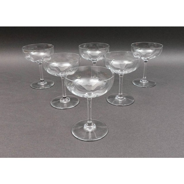 Baccarat France Montaigne Optic Sherbet Champagne Coupe Glasses Set Of 6 Measures approximately 3 5/8" diameter, 4 3/4" high.