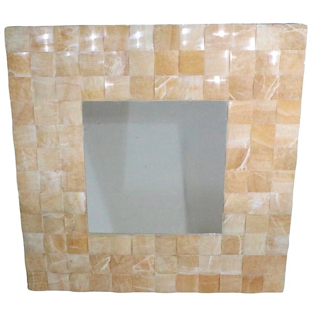 Large Faux Horn Mosaic Framed Wall Mirror For Sale - Image 9 of 11