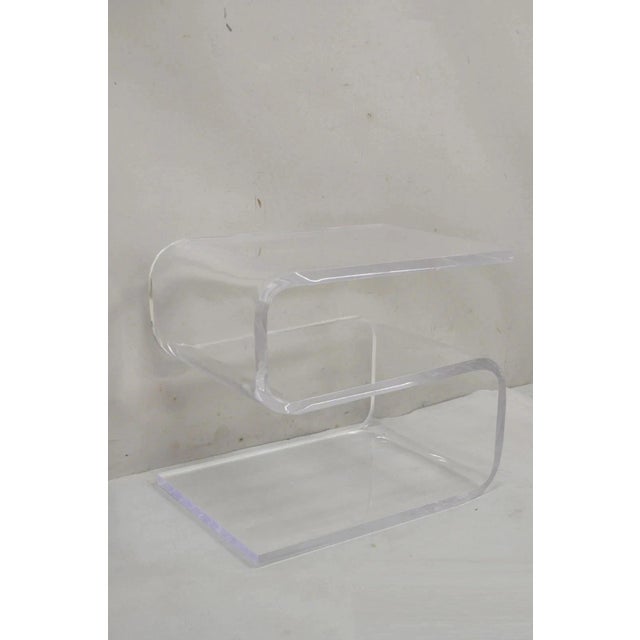 Vintage Mid Century Modern Clear Lucite Sculptural "S" Form" 3 Tier Side Table For Sale - Image 11 of 11
