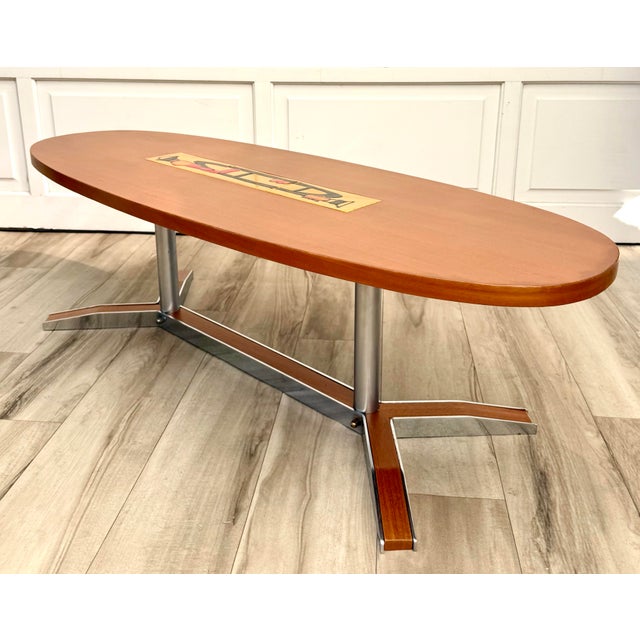 1960s Mid-Century Modern Oval Wood & Ceramic Tile Coffee Table For Sale - Image 14 of 16