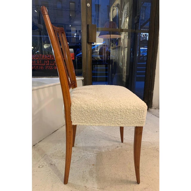 Mid-Century Modern Mid-Century Slat-Back Dining Chairs in Boucle Fabric - a Pair For Sale - Image 3 of 12