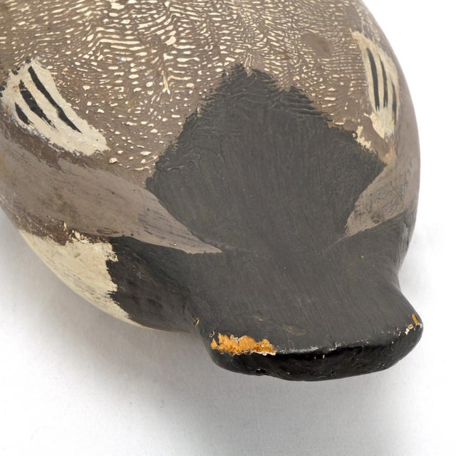 Vintage Handmade Broadbill Hen Duck Decoy Original Paint For Sale - Image 9 of 11
