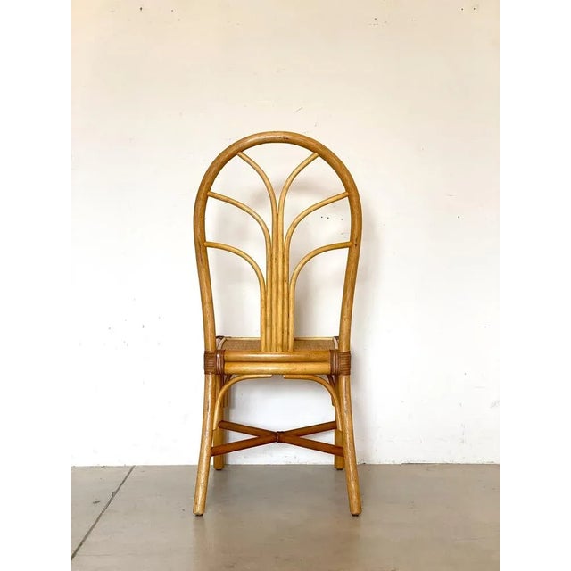 Wood Bamboo & Leather Dining Chairs, 1970s, Set of 3 For Sale - Image 7 of 10