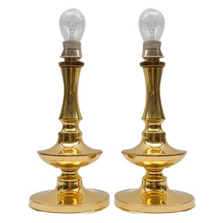 Mid-Century Modern Brass Table Lamp Bases, 1960s, Set of 2 For Sale