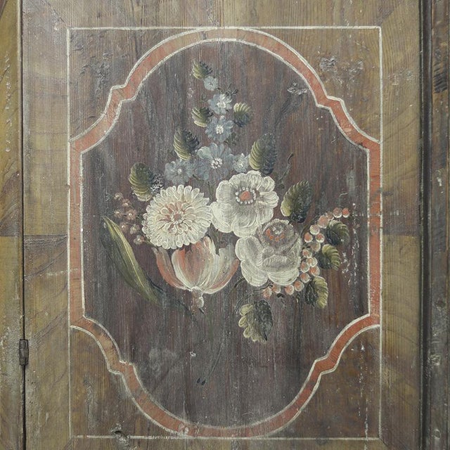 Painted Folk Art Rustic Farmhouse Bridal Cabinet, 1795 For Sale - Image 9 of 18