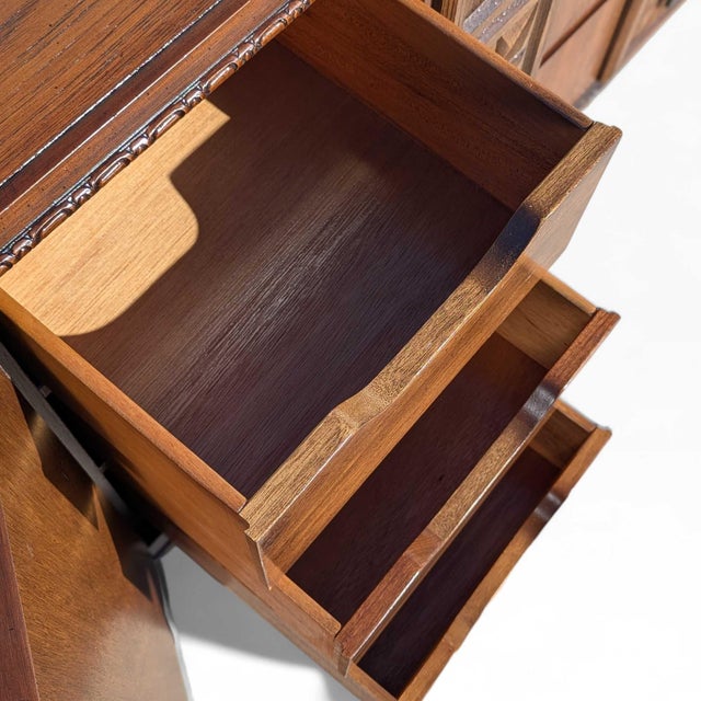 1970s Brutalist Lowboy Dresser With Sculptural Geometric Facade For Sale - Image 4 of 18