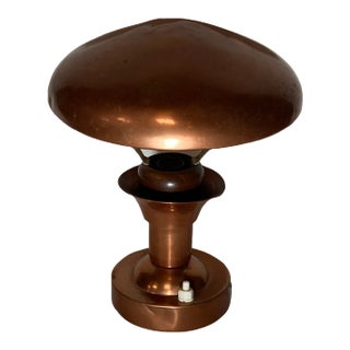 French Copper and Teak Table Lamp, 1950s For Sale