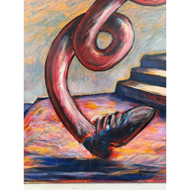 1992 Figural Abstract Violinist by Noted Panamanian Artist Taro Tobal For Sale - Image 11 of 12