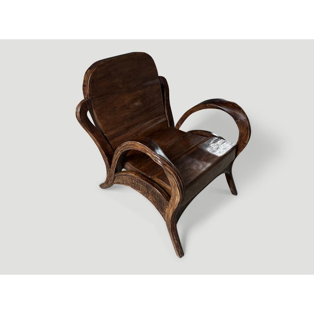 Mid-Century Modern 1950s Sculptural Teak Wood Arm Chair For Sale - Image 3 of 6