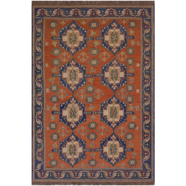 Terra Cotta 1960s Tribal Soumakh Wool Rug - 6'7" X 9'2" For Sale - Image 8 of 9