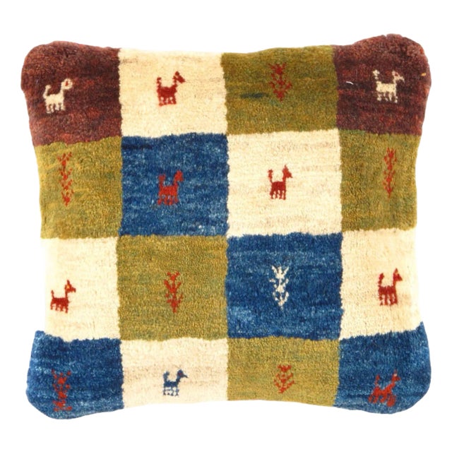 Pasargad DC Fine Hand Knotted Persian Gabbeh Pillow For Sale