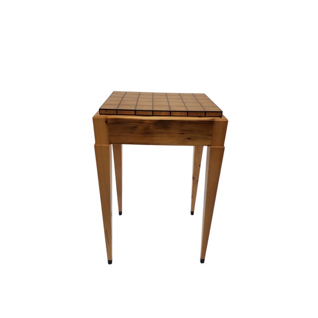 Reclaimed Old Growth Pine Parquetry Side Table For Sale - Image 12 of 17