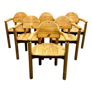 Armchairs in Pine from Rainer Daumiller, 1970s, Set of 6 For Sale
