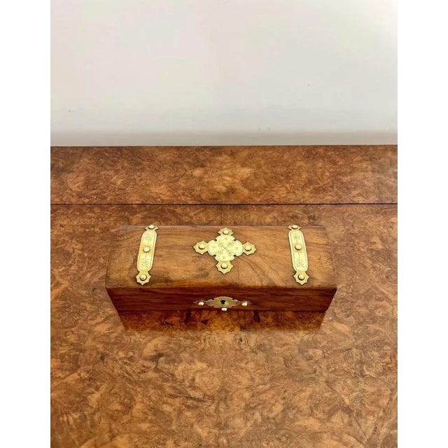 Brown Victorian Burr Walnut and Brass Mounted Glove Box, 1860s For Sale - Image 8 of 8