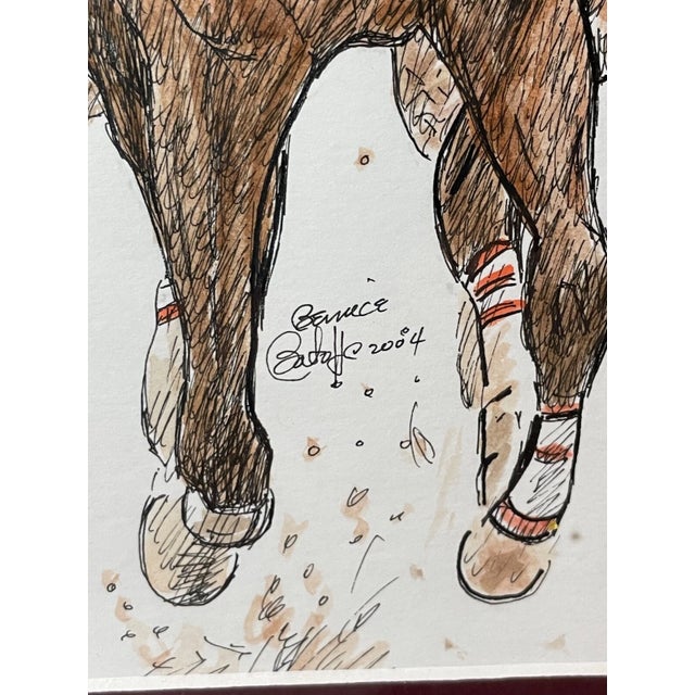 1980s Kentucky Derby Bernice Batoff Smarty Jones Horse Jockey Watercolor Ink Painting For Sale In New York - Image 6 of 12