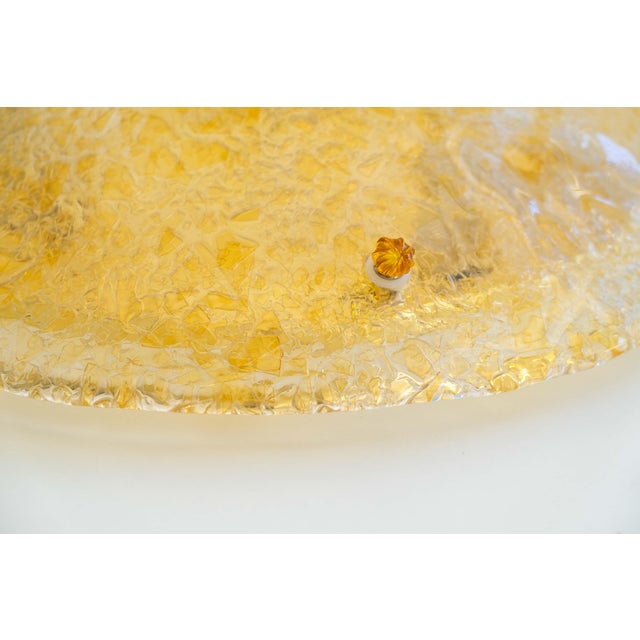 Clear and Golden Murano Glass Flush Mount with Brass Base from Sylcom Lighting, 1990s For Sale - Image 10 of 18