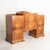 H: 116cm w: 178cm d: 61cm a large art deco figured walnut sideboard with stepped details, two flanking cupboards with...