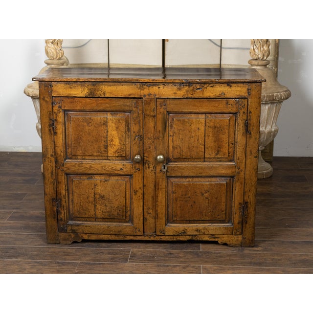 18th Century English Early Oak Cupboard with Two Doors and Distressed Patina, 18th Century For Sale - Image 5 of 12
