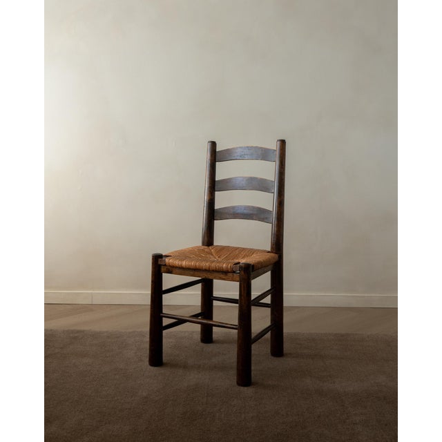 Wood Vintage French Brutalist Dining Chairs by Georges Robert, 1950s, Set of 6 For Sale - Image 7 of 18