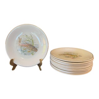 Antique French Fish Serving Set From Ceranord St. Amand, Circa 1908 For Sale