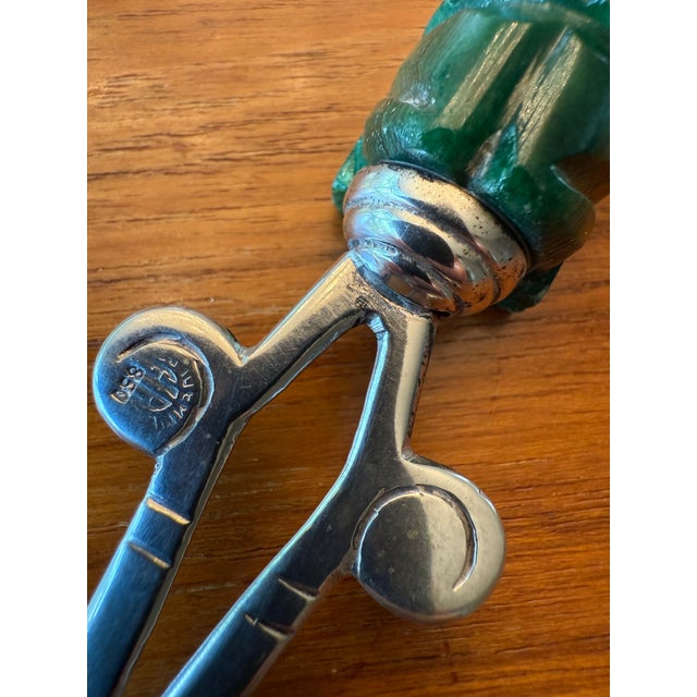 Vintage Mexico Modernist 850 Silver and Green Onyx Carved Letter Opener For Sale In Austin - Image 6 of 9
