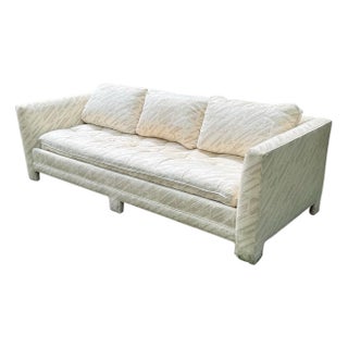 Mid 20th Century Mid Century Milo Baughman Style Parsons Tuxedo Sofa For Sale