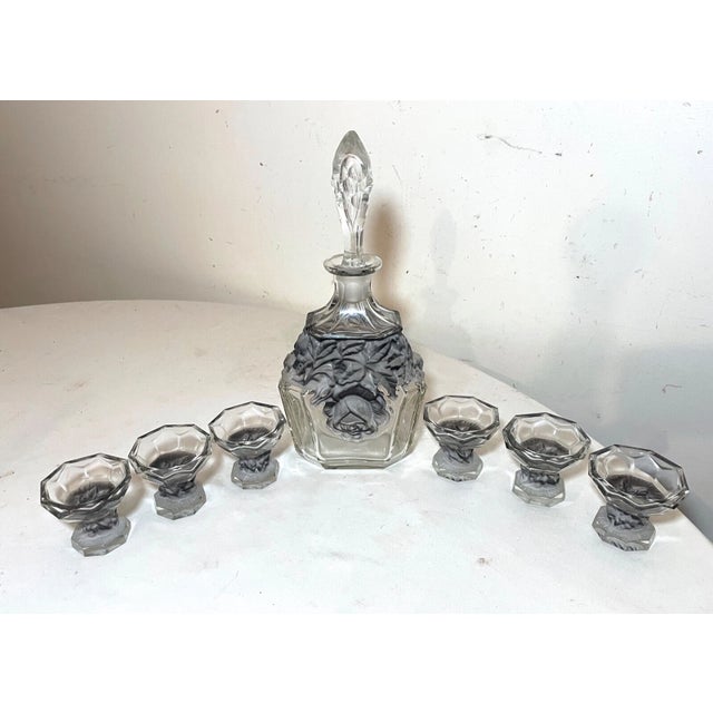 Up for sale is a very high quality antique Art Deco Czechoslovakian 7 piece crystal decanter set. This exquisite set...