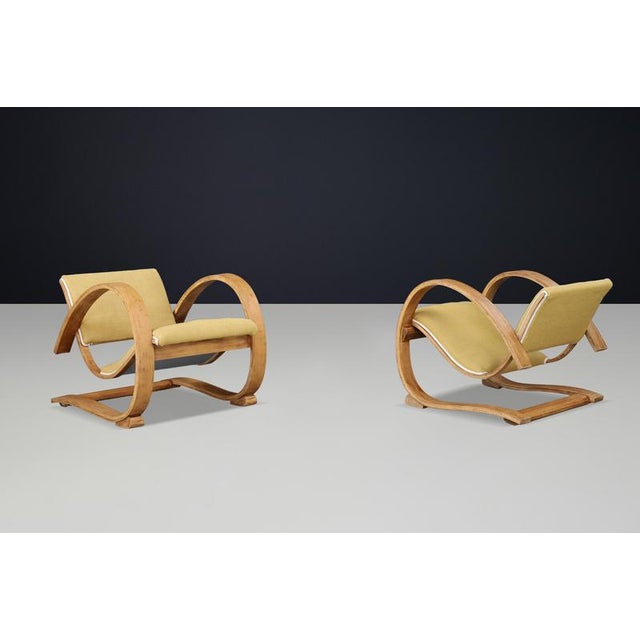 Low Art Deco French Lounge Chairs in Sculptural Bentwood, 1930s, Set of 2 For Sale - Image 10 of 11