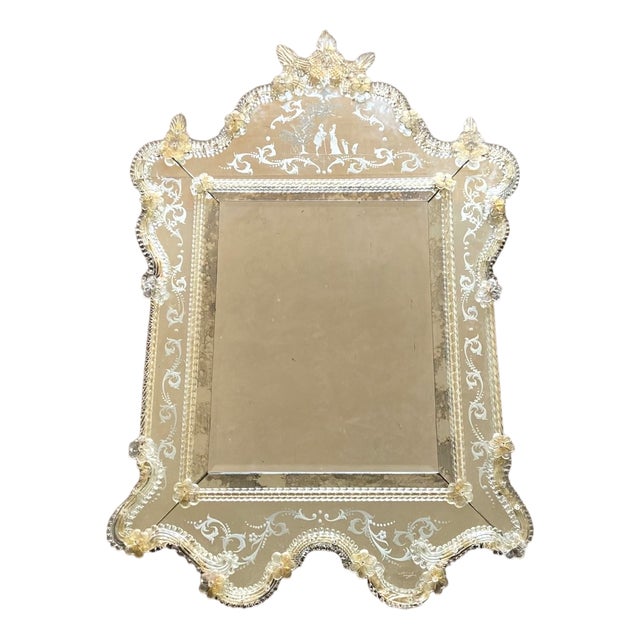 Large Venetian Murano Glass Wall Mirror, 1960s For Sale