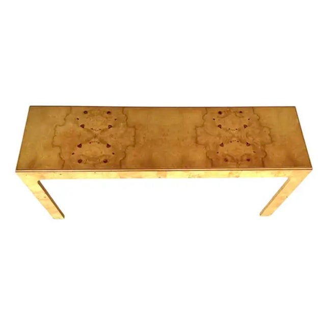 Wood Vintage Henredon Scene Two Burled Olive Parsons Console Sofa Table For Sale - Image 7 of 11