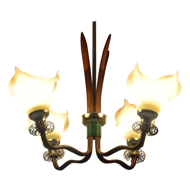Wooden Chandelier, 1970s For Sale - Image 12 of 12