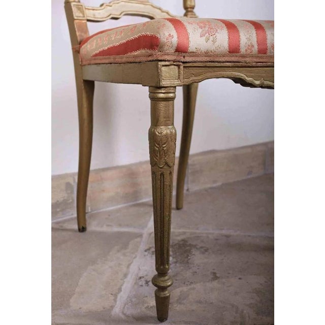 Hand carved in Louis LXVI style. Seat with Mozart fabric. Very decorative. No wormholes. Solid. Dimensions: Height: 85cm...