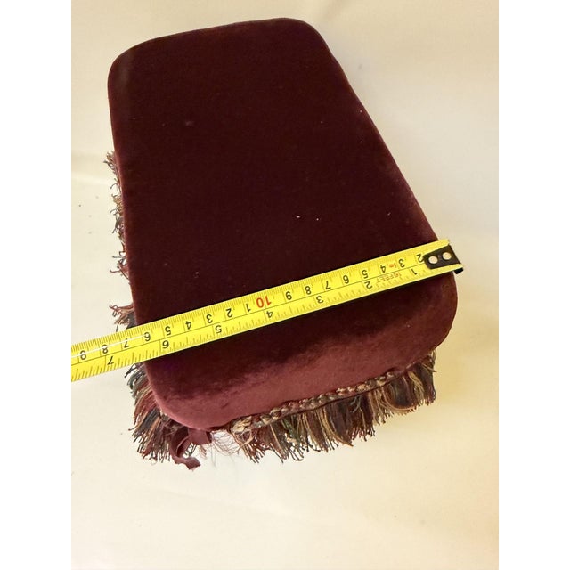 Victorian Mid 20th Century Artisan Handmade Velvet Footstool by Ingrid McKinley For Sale - Image 3 of 11