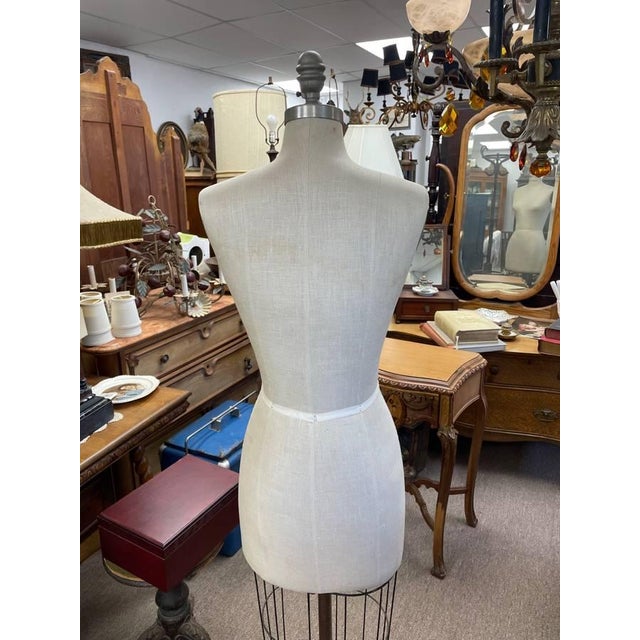 Late 20th Century Vintage Dress Form, Rolling Metal Base, Wire Cage Skirt, "Rampage" For Sale - Image 5 of 6
