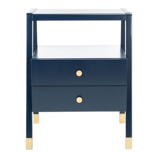 Cove 2 Drawer 1 Shelf Accent Table - Navy/Gold For Sale