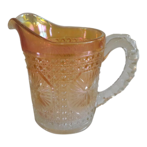 Vintage Imperial Glass Medallion Carnival Glass Marigold Iridescent Pitcher