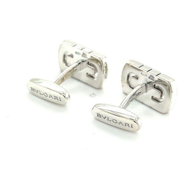 1990s Pair of Bulgari Bvlgari Estate Mens Cufflinks Sterling Silver For Sale In New York - Image 6 of 7