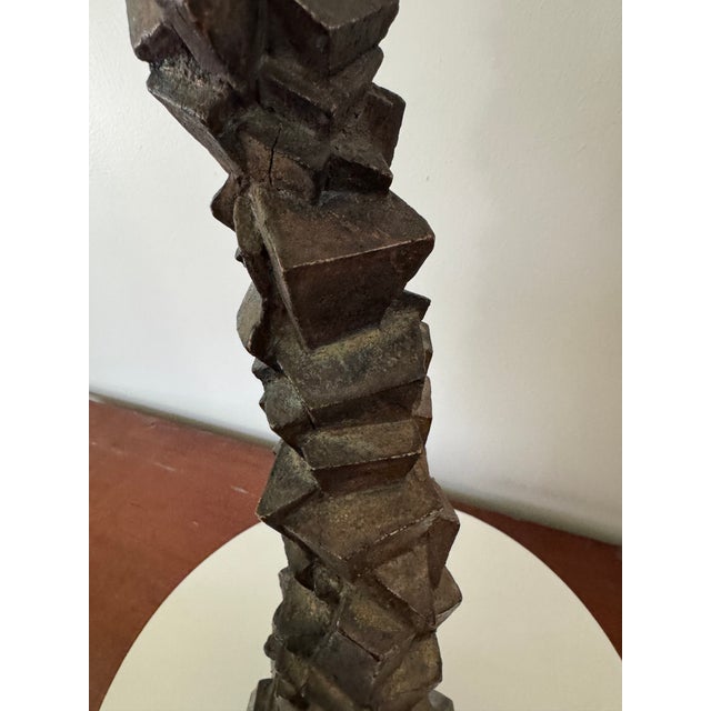 Brutalist Late 20th Century Brutalist, Geometric, Stacked, Raku Pottery Sculpture - Signed For Sale - Image 3 of 9