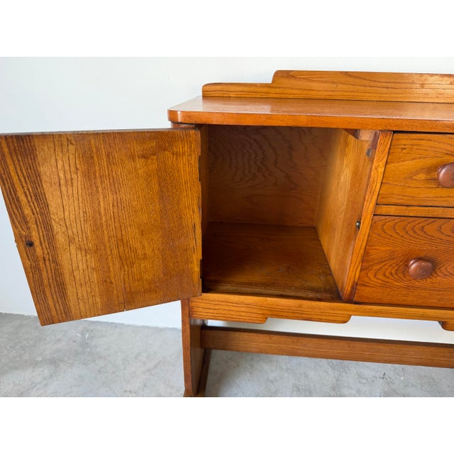 1940s Art Deco Solid Oak Cabinet Chest on Pedestal Base For Sale - Image 10 of 12