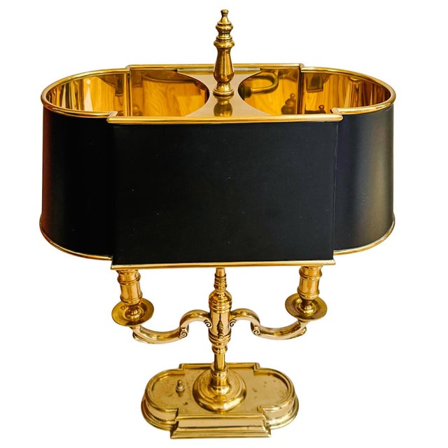 Elevate your workspace, library, or side table with this exquisite vintage Neoclassical bouillotte lamp. Crafted with a...