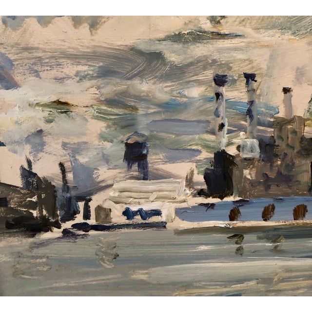 Gray Raoul Middleman, 1972 Gestural Oil Painting Boat in Harbor Figural Abstraction Raoul Middleman, 1972 For Sale - Image 8 of 12